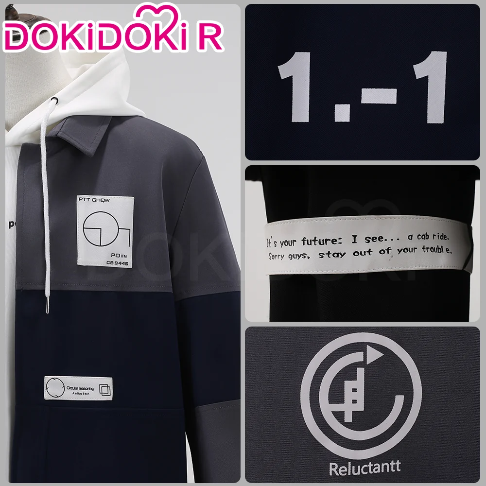 【Partially Ready For Ship】【Size S-2XL】DokiDoki-R Game The Hundred Line Last Defense Academy Cosplay Sumino Takumi Costume Black And White Long-Sleeved Jacket / Wig Red Black Curly Hair - Image 3