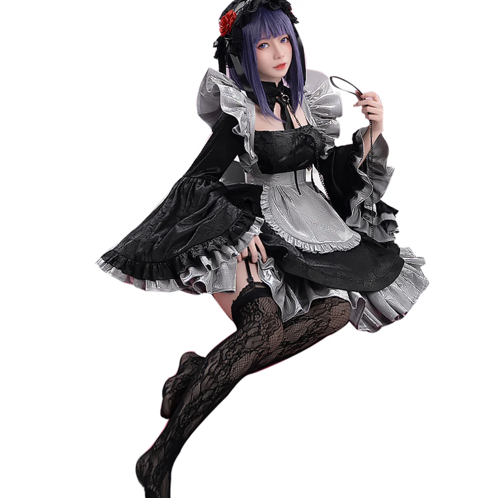 【Partially Ready For Ship】DokiDoki-SR Anime Cosplay Costume Maid Black Dress - Image 5