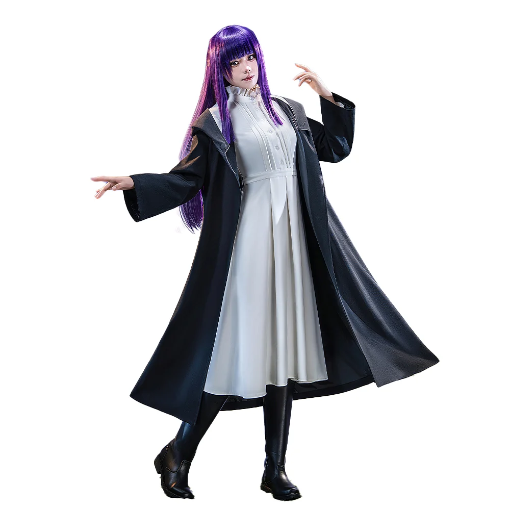 【Partially Ready For Ship】【Size S-2XL】DokiDoki-R Anime Cosplay Costume Black Coat White Dress Casual Wear - Image 4