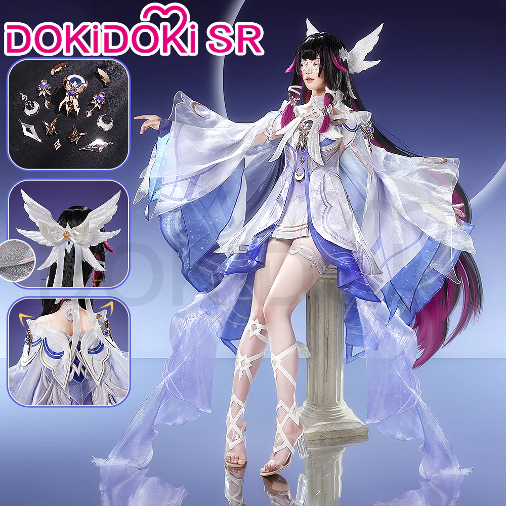 【2 Versions】【Size S-3XL】DokiDoki-SR Game Genshin Impact Cosplay Columbina Costume Moon Maiden Song of the Welkin Moon Nod Krai