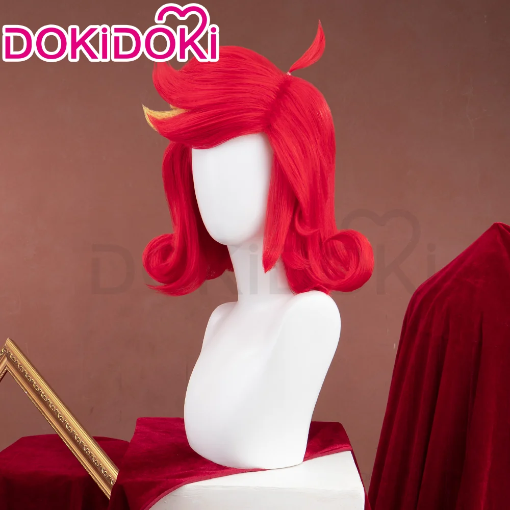 【Ready For Ship】【Pre Crimped 】DokiDoki Anime Hell Hotel Cosplay Wig Short Curly Red Yellow Hair - Image 3