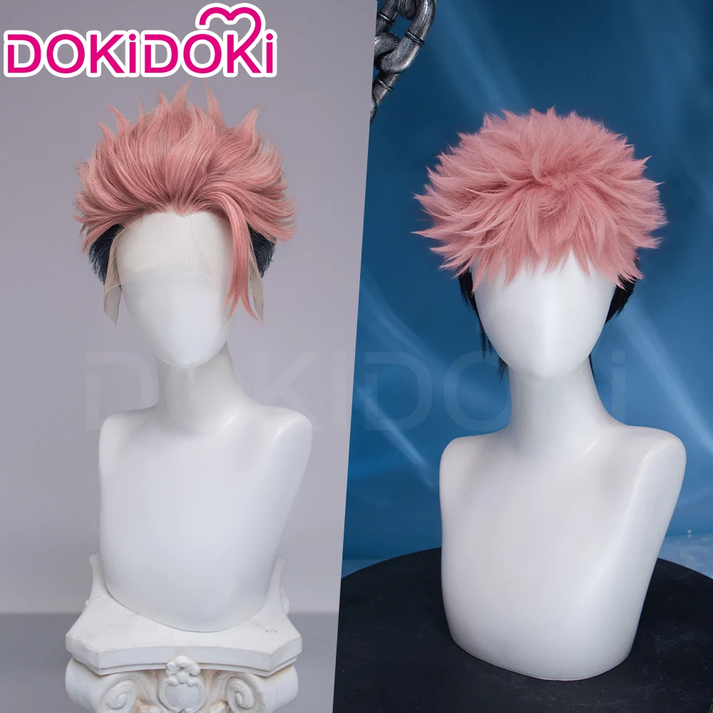【Front Lace】DokiDoki Anime Cosplay Wig Short Pink Black Hair Halloween