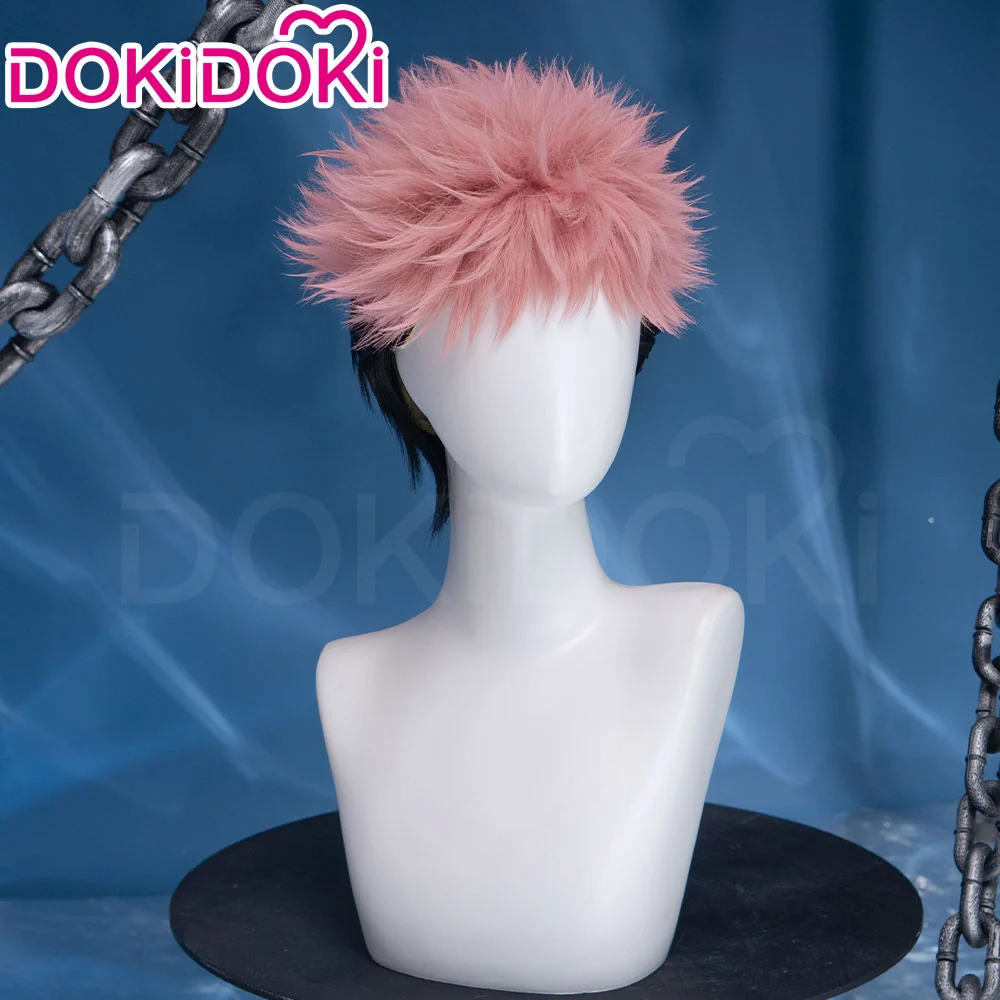 【Front Lace】DokiDoki Anime Cosplay Wig Short Pink Black Hair Halloween - Image 4