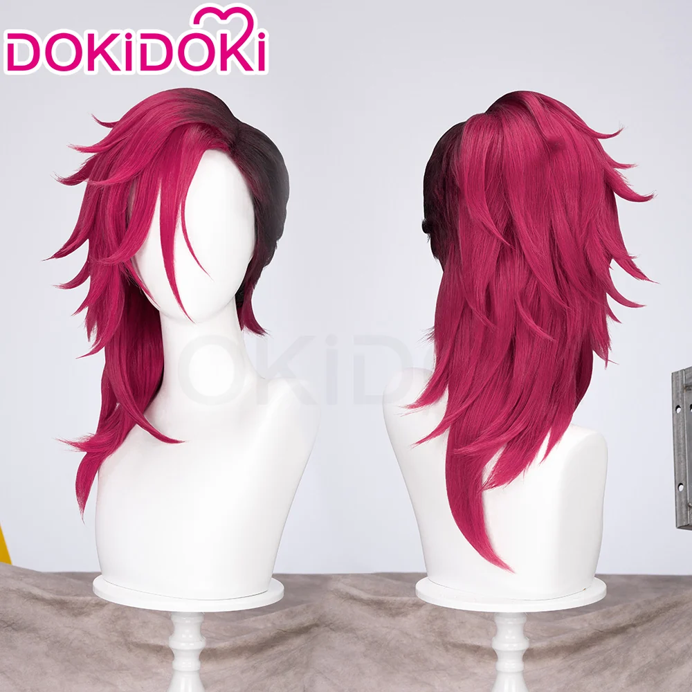 【Partially Ready For Ship】DokiDoki Game Cosplay Cosplay Wig / Earrings / Nose Ring / Tattoo / Goggle Curly Red / Young Version Black-Red / Gradient Color Matching Reverse Warping - Image 5