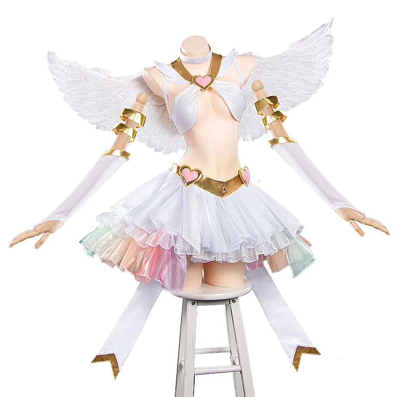 【Partially Ready For Ship】【Size S-2XL】DokiDoki-R Anime Cosplay Costume White Angel Dress Pink Heart - Image 5