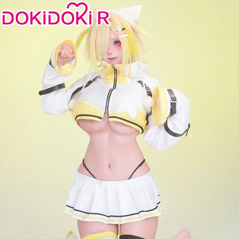 【Size S-2XL】DokiDoki-R Game Cosplay Costume White Yellow Sweatshirt Skirt Outfit - Image 4