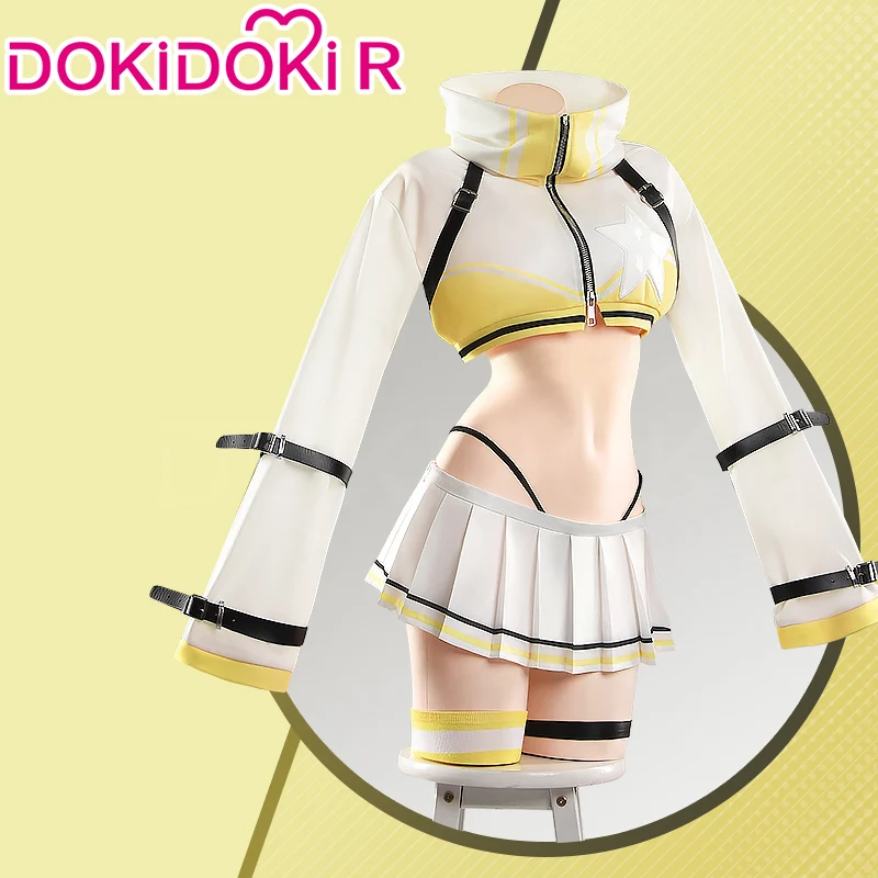【Size S-2XL】DokiDoki-R Game Cosplay Costume White Yellow Sweatshirt Skirt Outfit - Image 5