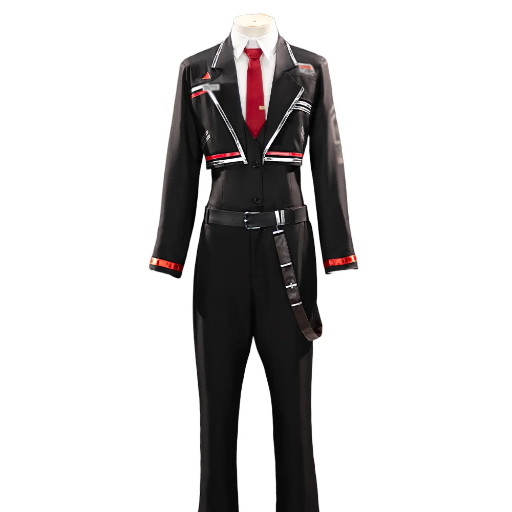 【Size S-2XL】DokiDoki-R Game Cosplay Costume Black Suit - Image 5