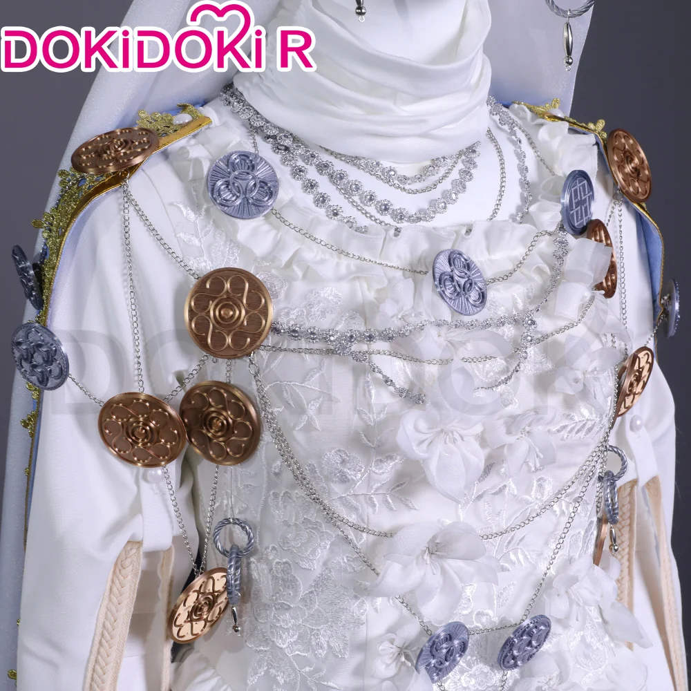 【Size S-2XL】DokiDoki-R Game Cosplay White Blue Dress Halloween - Image 3