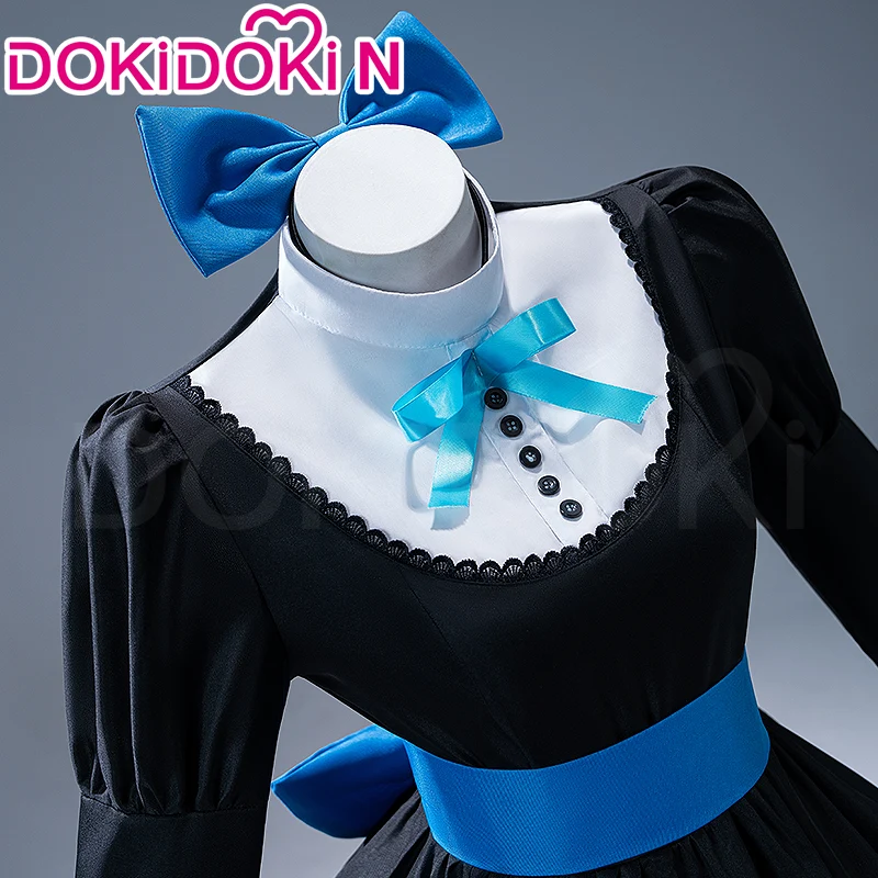 【Partially Ready For Ship】【Size S-3XL】DokiDoki-N Anime Cosplay Costume Black White Dress  Blue Bow - Image 4