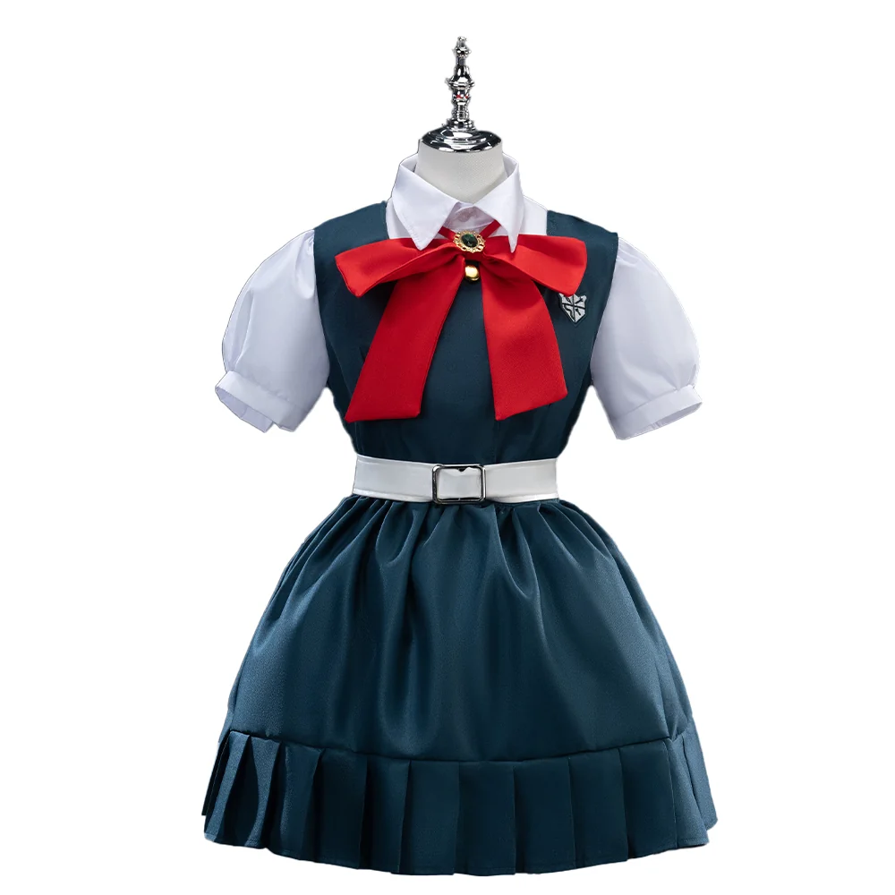 【Size S-3XL】DokiDoki-N Game Cosplay Green Red Bow Cute Costume School Uniform - Image 5