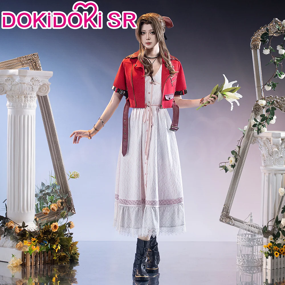 【Size S-3XL】DokiDoki-SR Game Cosplay Costume Red Coat White Dress - Image 2