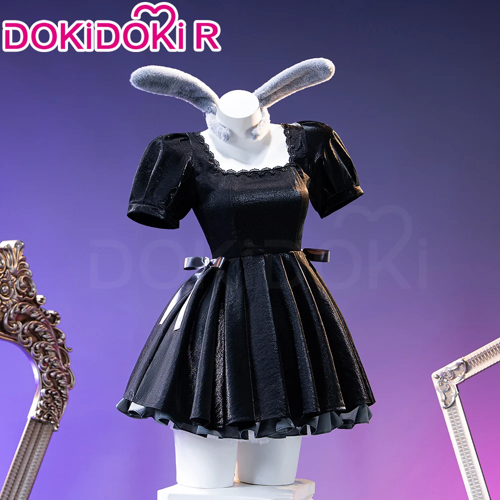 【Partially Ready For Ship】DokiDoki-R Anime Music Video Cosplay Female Black Costume Dress 3rd Anniversary Cafe Rabbit Headwear