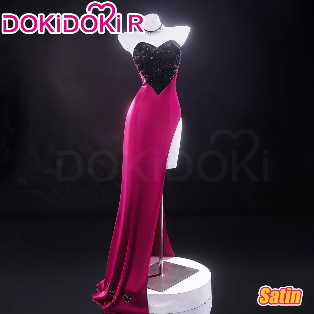 【Partially Ready For Ship】【Size XS-3XL】DokiDoki-R Anime Cosplay Costume Purplish-Red Black Heart Dress Satin / Sequins Strapless Formal Dress Gown - Image 2