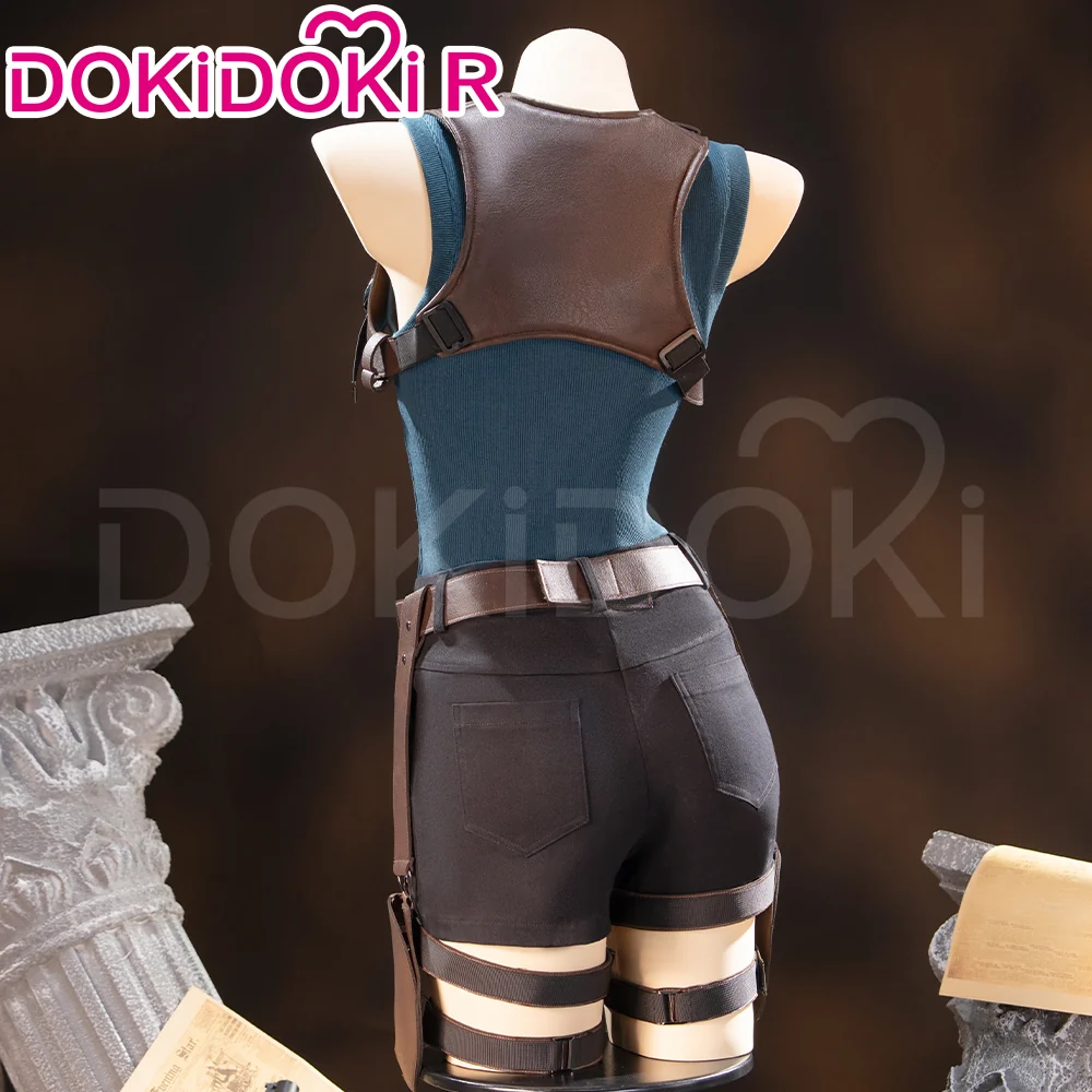 【Size XS-3XL】DokiDoki-R Game Cosplay Green Blue Vest Costume Belt With Glasses - Image 2