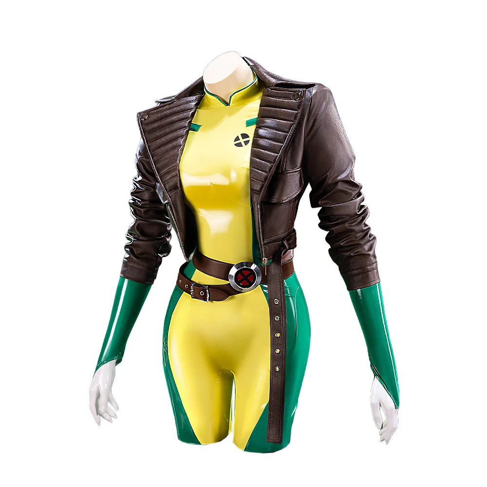 【Size XS-3XL】Dokidoki-R Game Cosplay Costume Yellow Green Bodysuit With Coat - Image 5