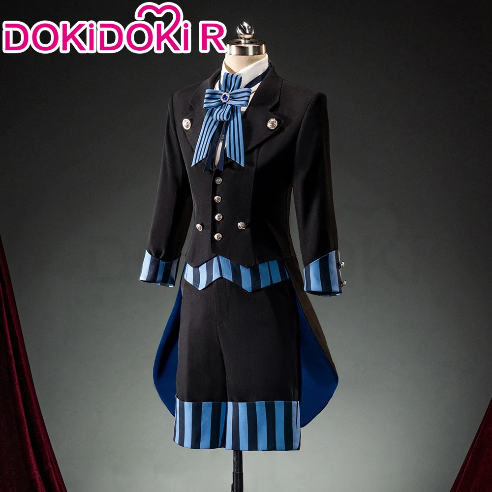 【Size XS-L】DokiDoki-R Anime Cosplay Costume Black Blue Striped Suit With Hat - Image 2