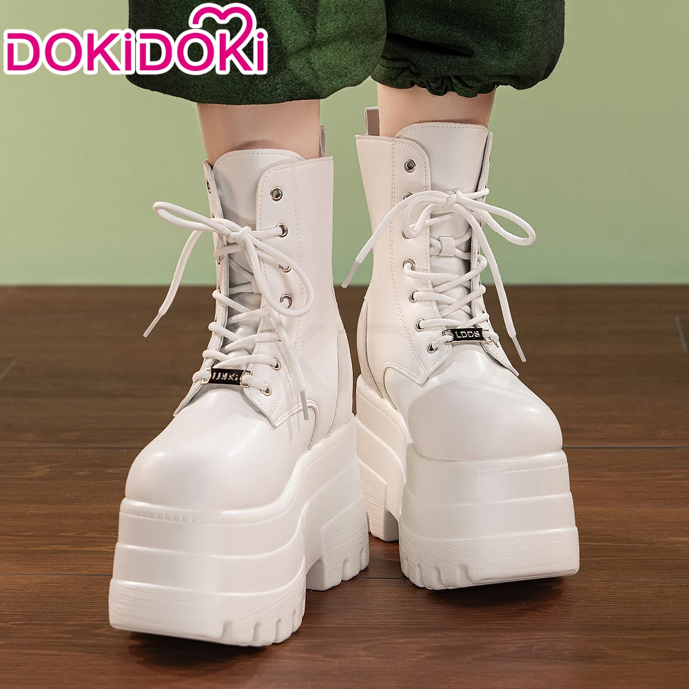 【19 CM】DokiDoki Height Increasing Shoes / Elevator Shoes Martin Boots Black White Invisible Thick-Soled 19 CM Platform Shoes - Image 5