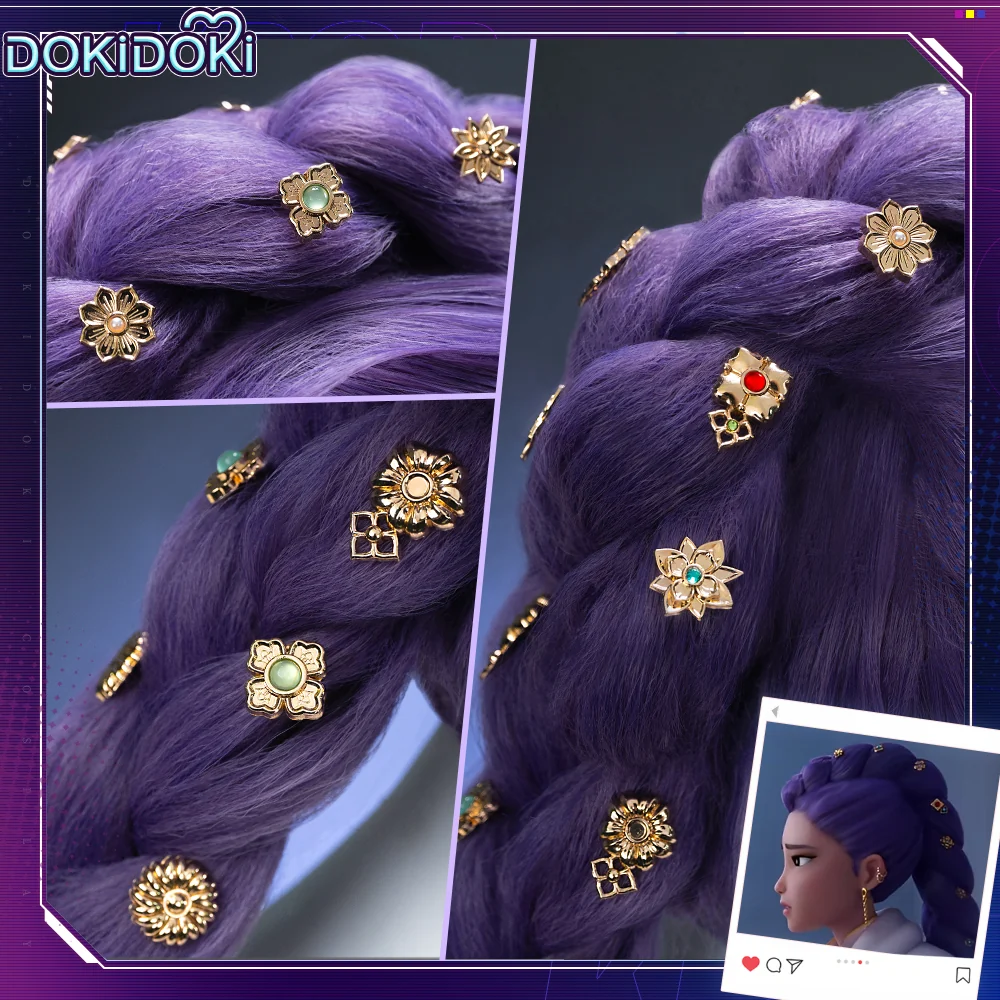 【Partially Ready For Ship】【120 CM】【FRONT LACE】DokiDoki Movie Anime Cosplay Women Wig / Weft / Pattern Tattoo / Headpieces Long Purple Hair Braid - Image 21