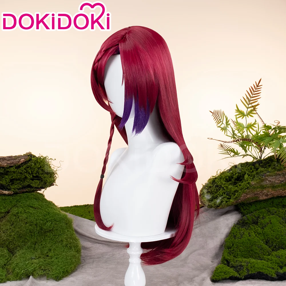 【Ready For Ship】DokiDoki Game Genshin Impact Chasca Cosplay Wig  Long Straight Red Hair Natlan - Image 3
