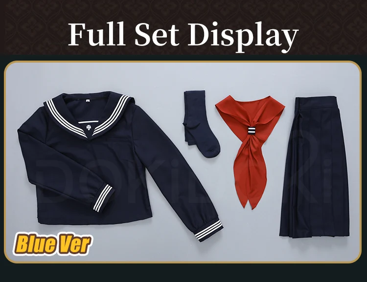 【Partially Ready For Ship】【Size XS-2XL】DokiDoki-R Game Cosplay Costume Uniform Halloween Blue / Pink / Grey - Image 11